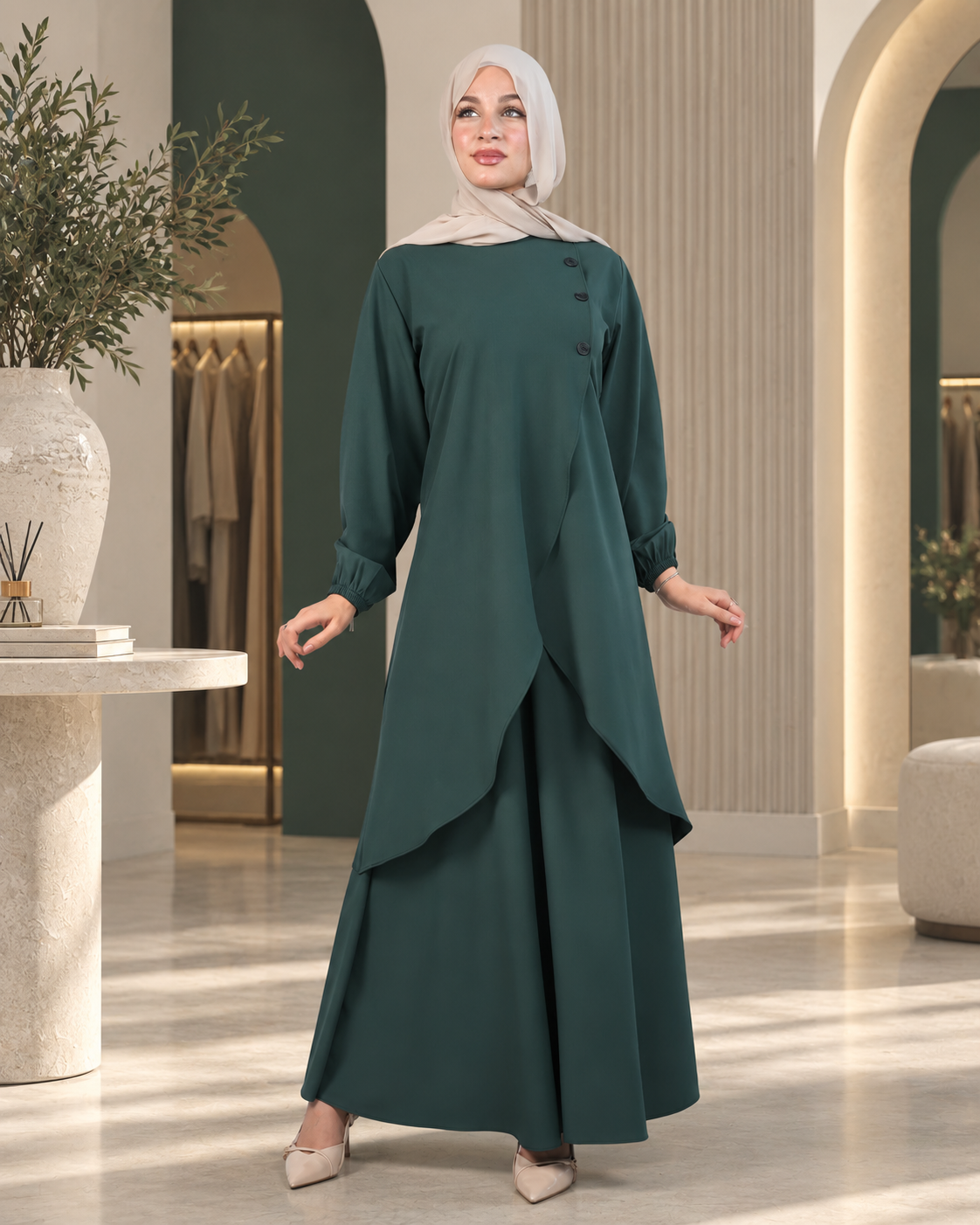 طقم تنورة راقي بتصميم كروس أنيق
