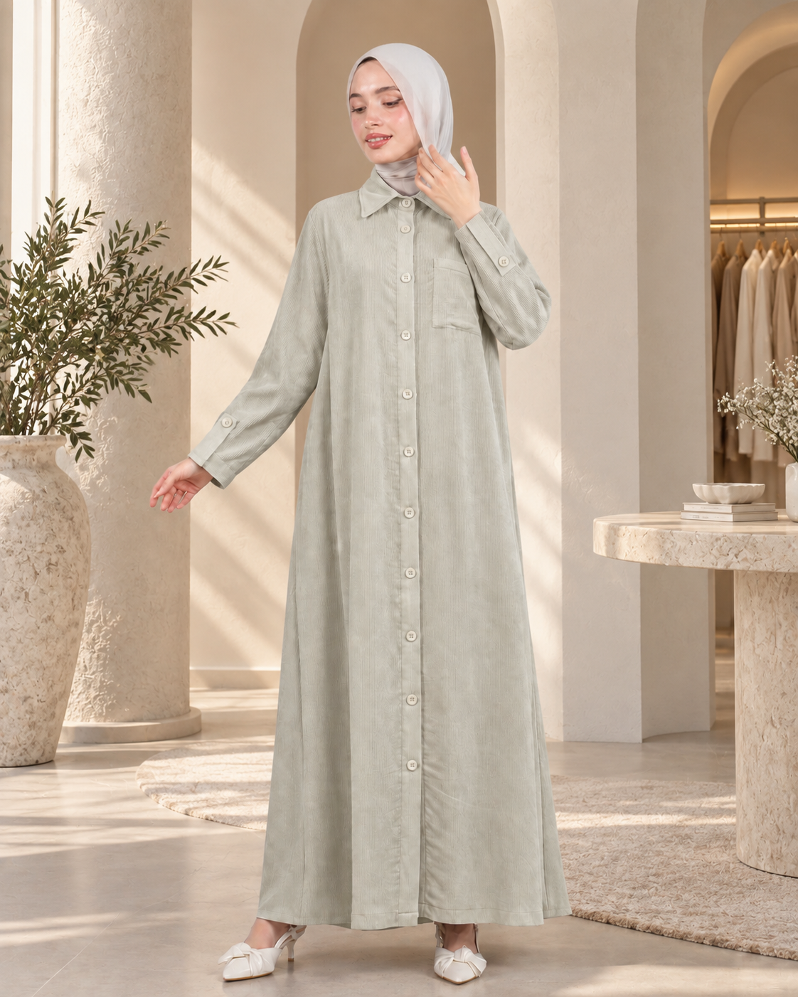 تونيك طويل بأزرار كاملة