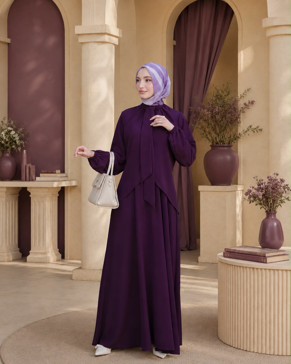 فستان مع كاب انسيابي فاخر
