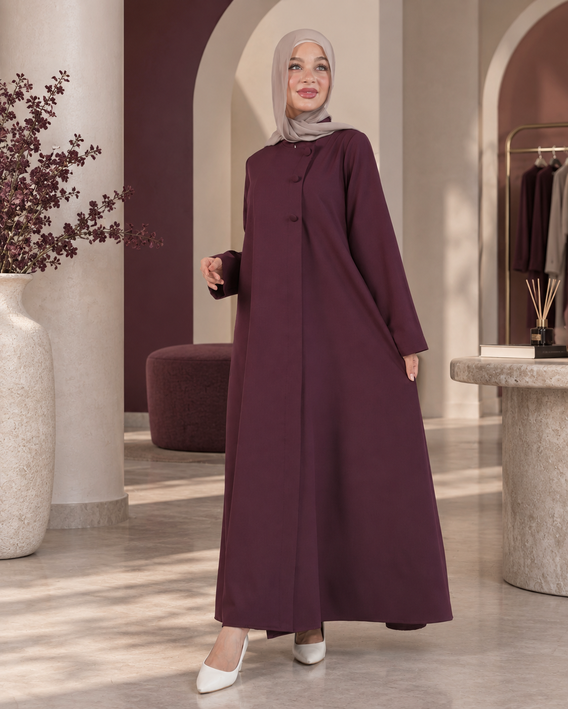 عباية كلوش بأزرار علوية