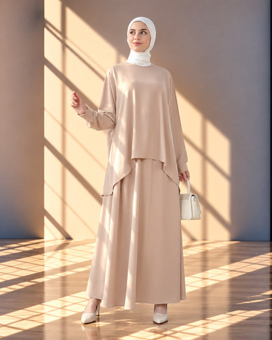 طقم تنورة قطعتين بتصميم انسيابي