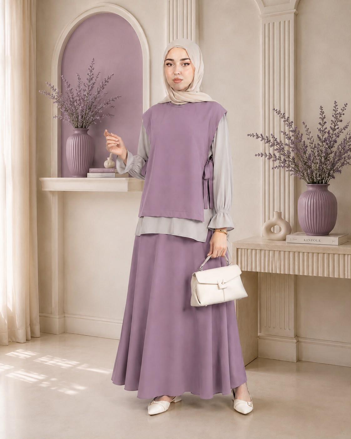 طقم تنورة بتصميم طبقات