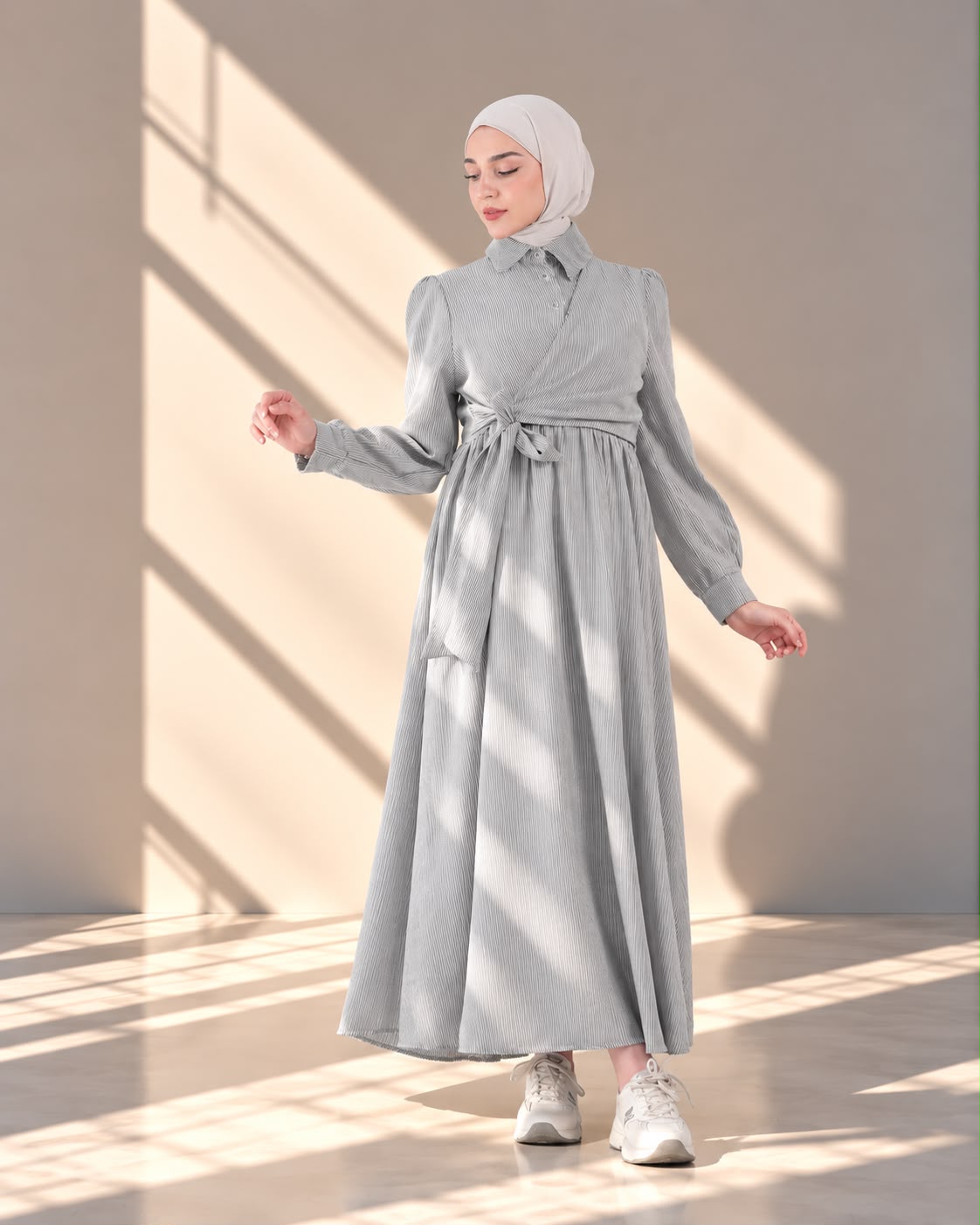 فستان نسائي ماكسي بتصميم لف أمامي