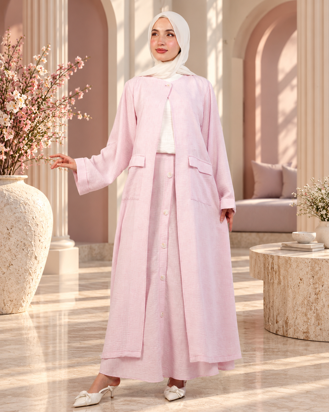 طقم تنورة 3 قطع بتصميم كلاسيكي أنيق