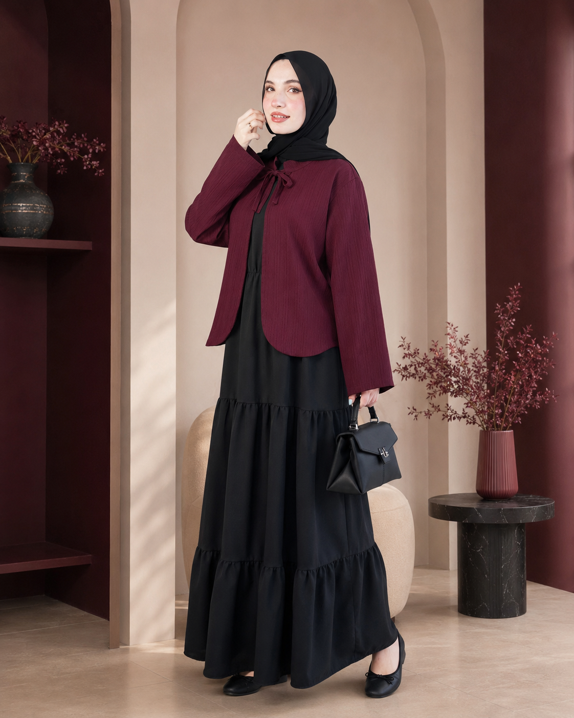 طقم تنورة قطعتين بتصميم أنيق