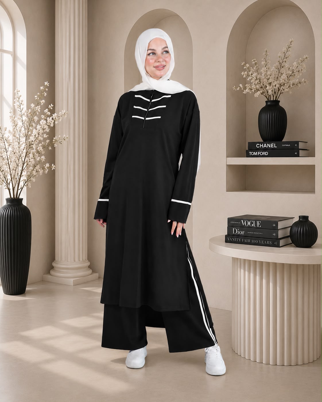 طقم رياضي محتشم بخطوط عصرية