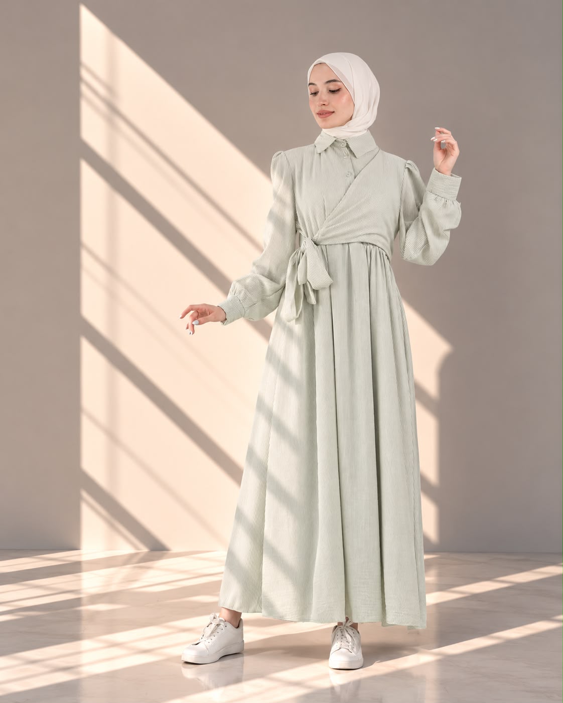 فستان نسائي ماكسي بتصميم لف أمامي