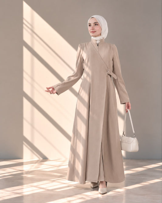 جلباب طويل بتصميم لف أمامي