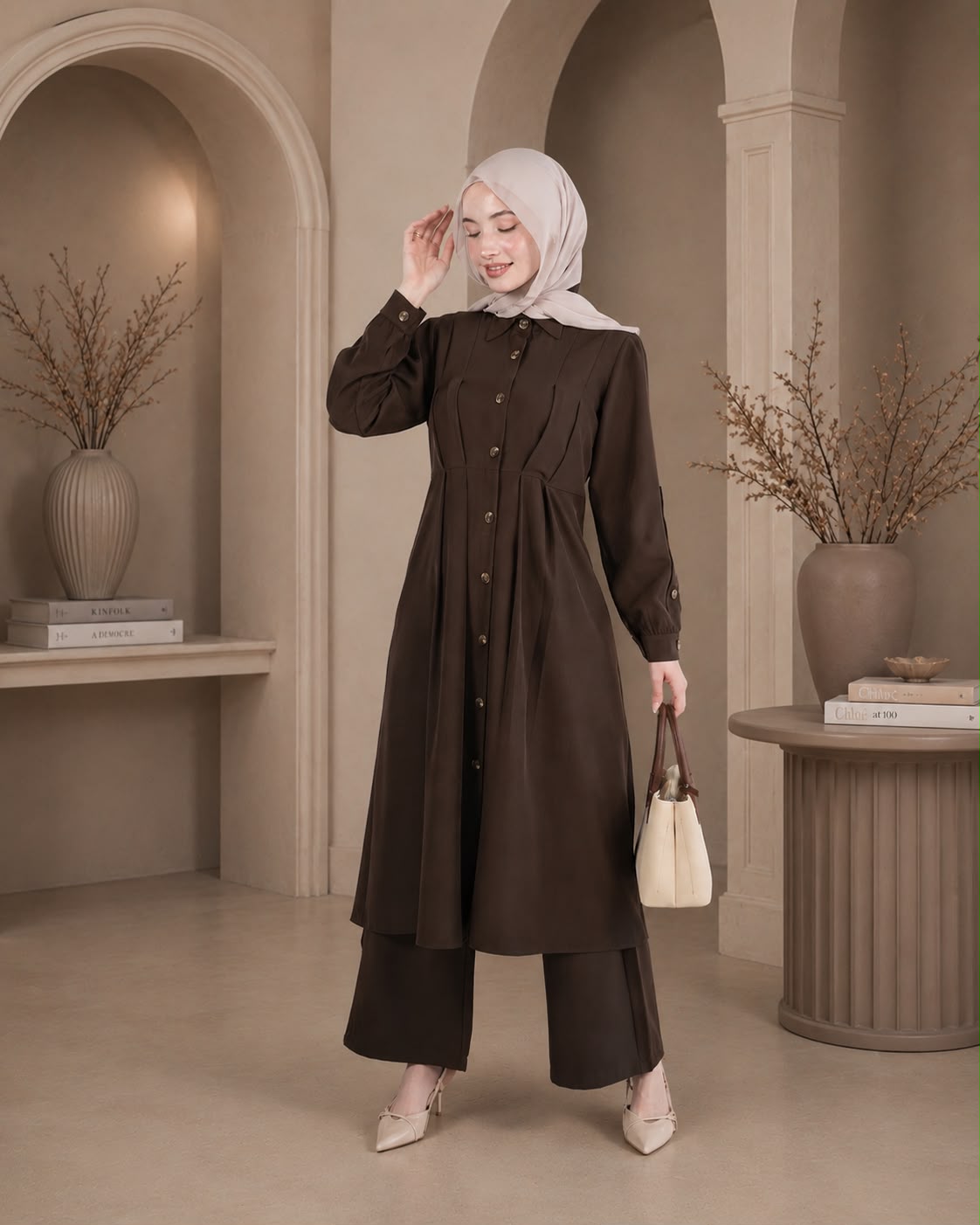 طقم بنطلون بقصة انسيابية