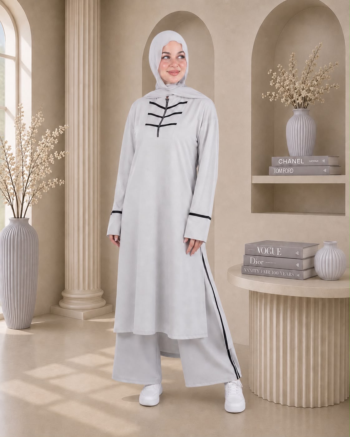 طقم رياضي محتشم بخطوط عصرية