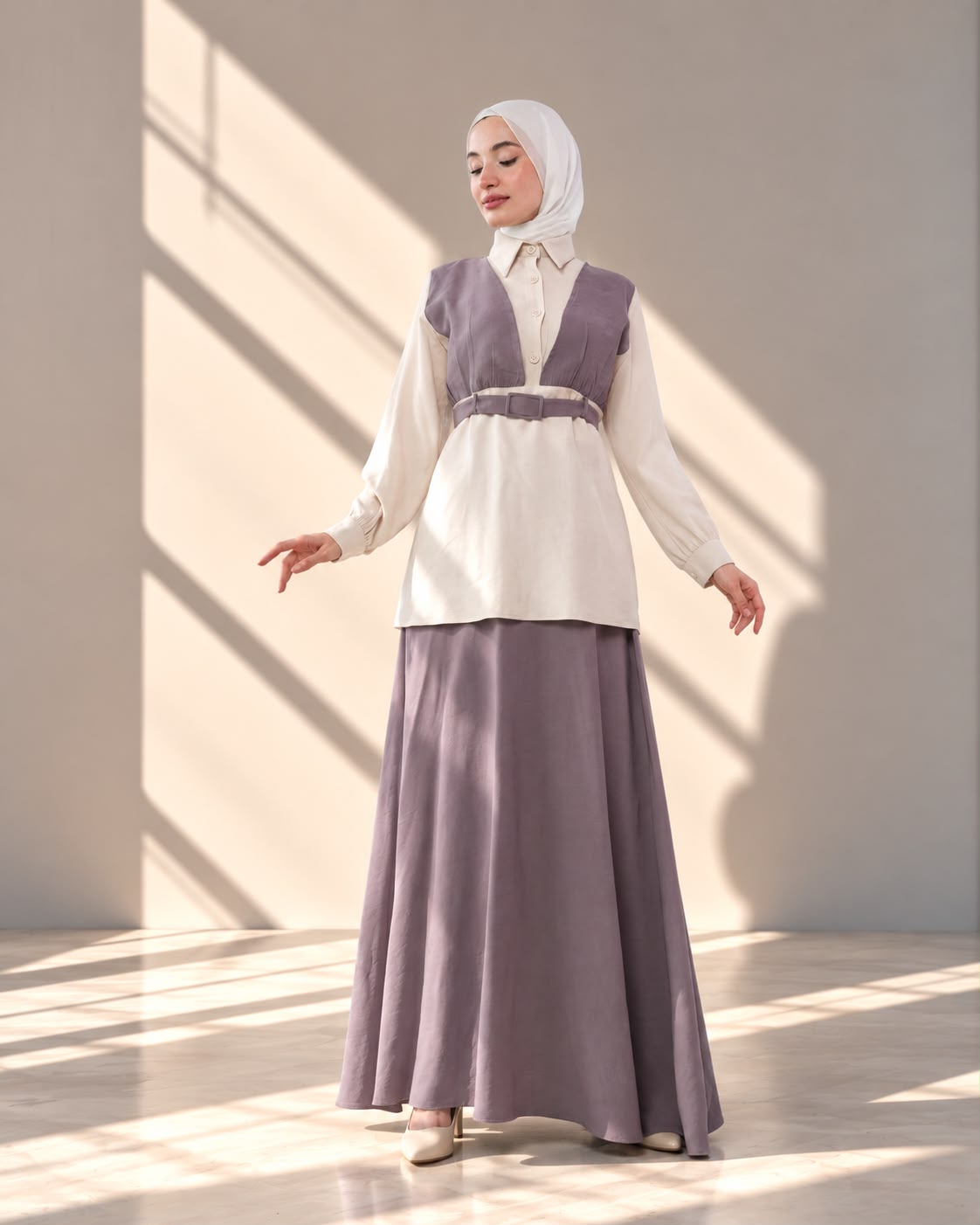طقم تنورة نسائي أنيق مع قميص وفيست