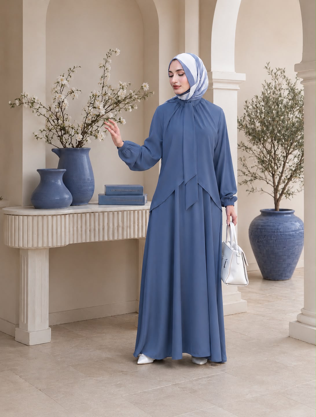 فستان مع كاب انسيابي فاخر