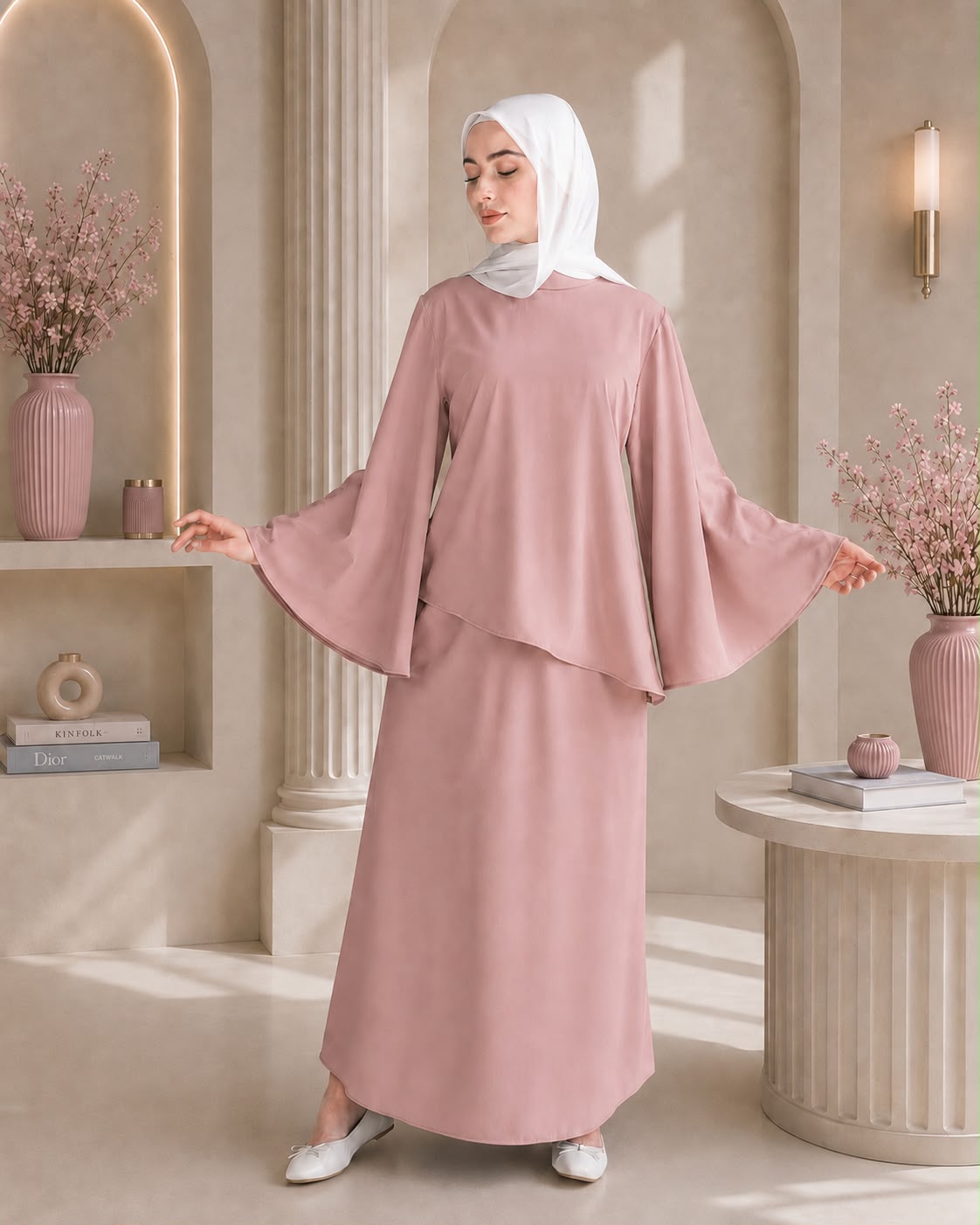 طقم قطعتين بأكمام واسعة